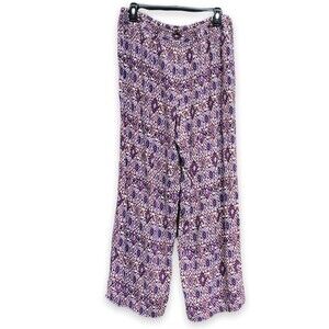 Dressbarn Palazzo Pants Flowy Boho Wide Leg Elastic Ikat Womens Size 1X Plus